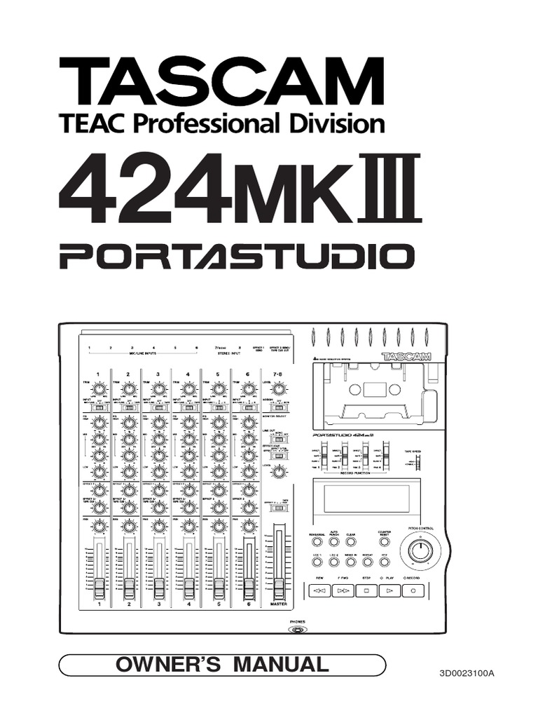 PORTASTUDIO 424 MKIII Owner's Manual | PDF | Compact Cassette