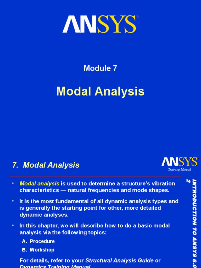 Modal Analysis Procedure in ANSYS 6.0 | PDF
