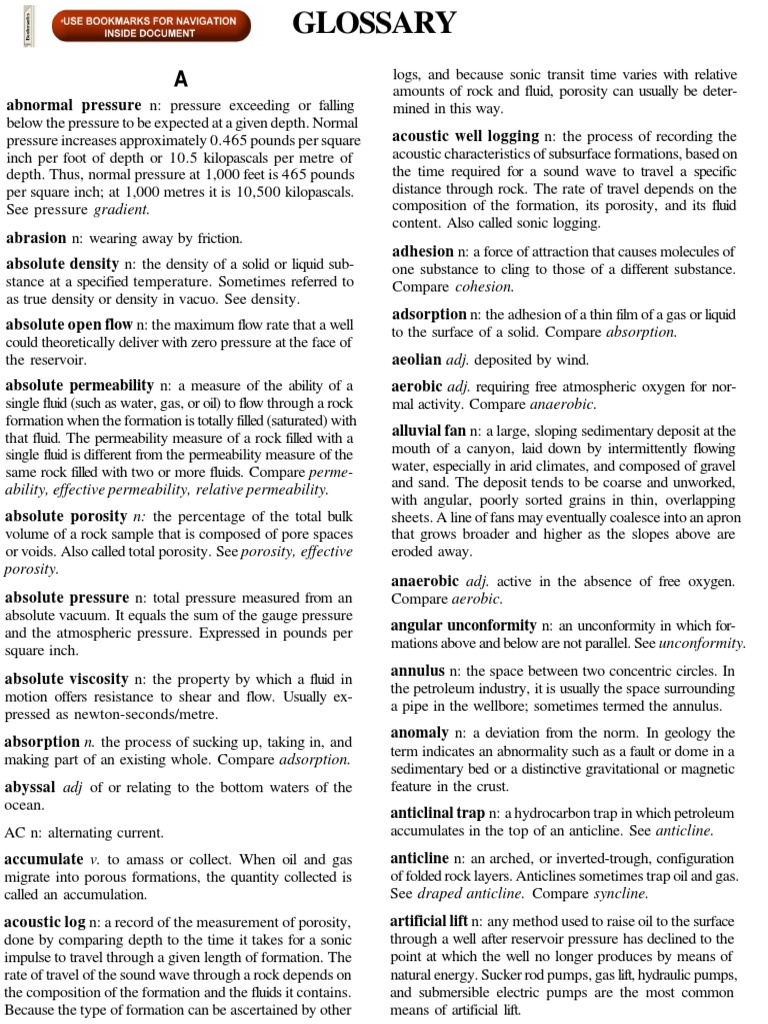 Glossary Of Oil And Gas Terms Pdf Petroleum Reservoir Sedimentary