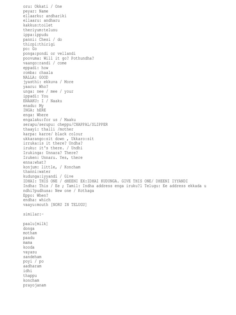 LEARN TAMIL WORDS THROUGH ENGLISH PDF visual data 4