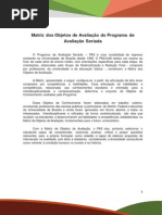 Matriz de Objetos de Avaliação Do PAS Segunda Etapa Subprograma 2013-2015 Revisão Linguística