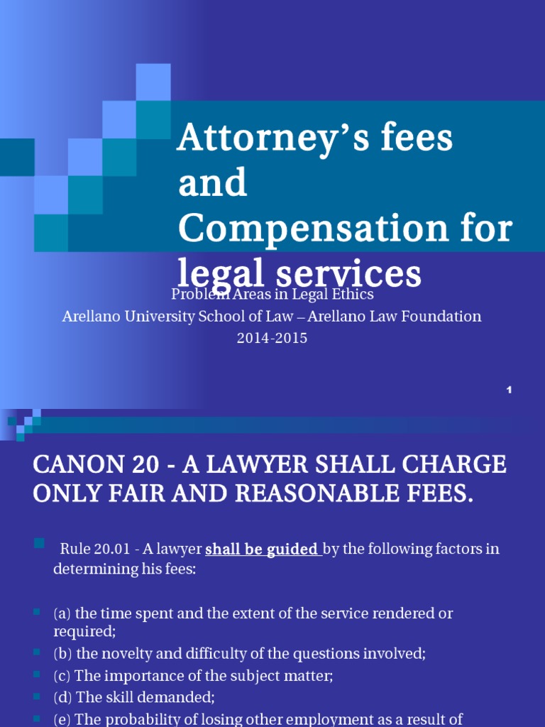 Attorneys Fees and Compensation For Legal Services PDF Attorney's Fee Lawyer