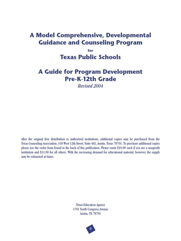 Texas Model Developmental Guidance Program | PDF | School Counselor ...
