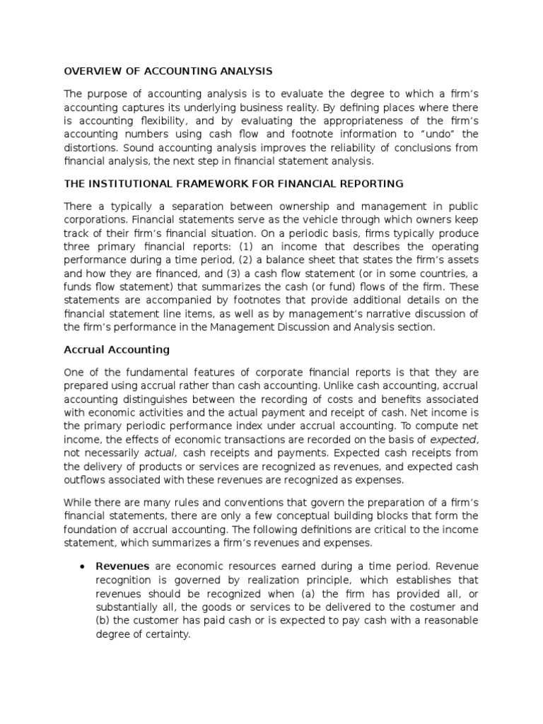 Accounting Analysis Overview | PDF | Financial Audit | Financial Statement