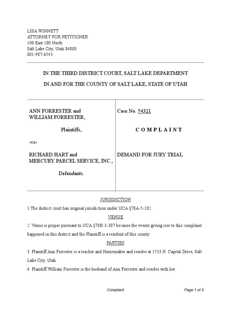 complaint-negligence-complaint