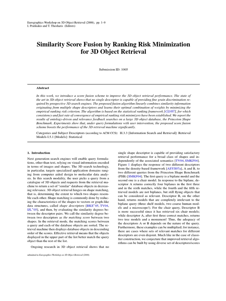 3D Object Retrieval Score Fusion | PDF | Information Retrieval ...