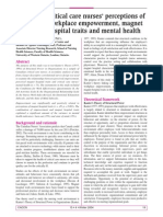 Critical Care Nurses' Perceptions of Workplace Empowerment, Magnet Hospital Traits and Mental Health