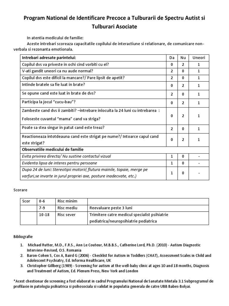 Autism Screening Questionnaire Guide | PDF | Wellness