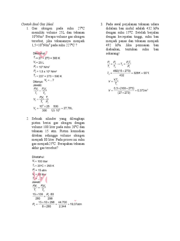 Contoh Soal Gas Ideal