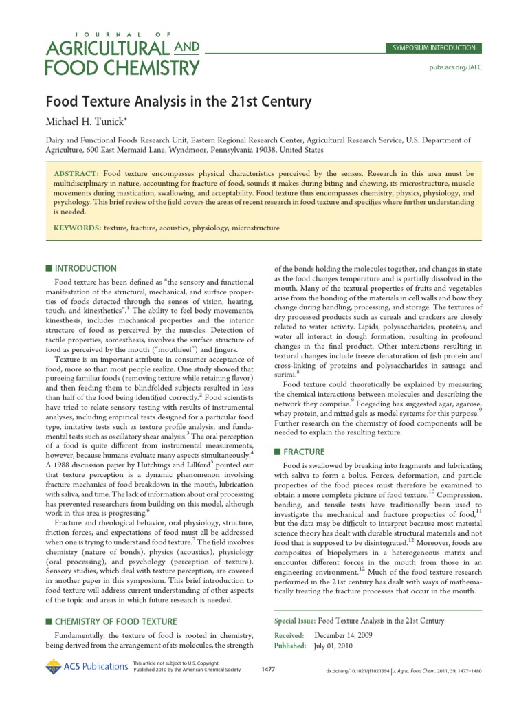 Food Texture Analysis In The 21st Century Pdf Microscopy Scanning