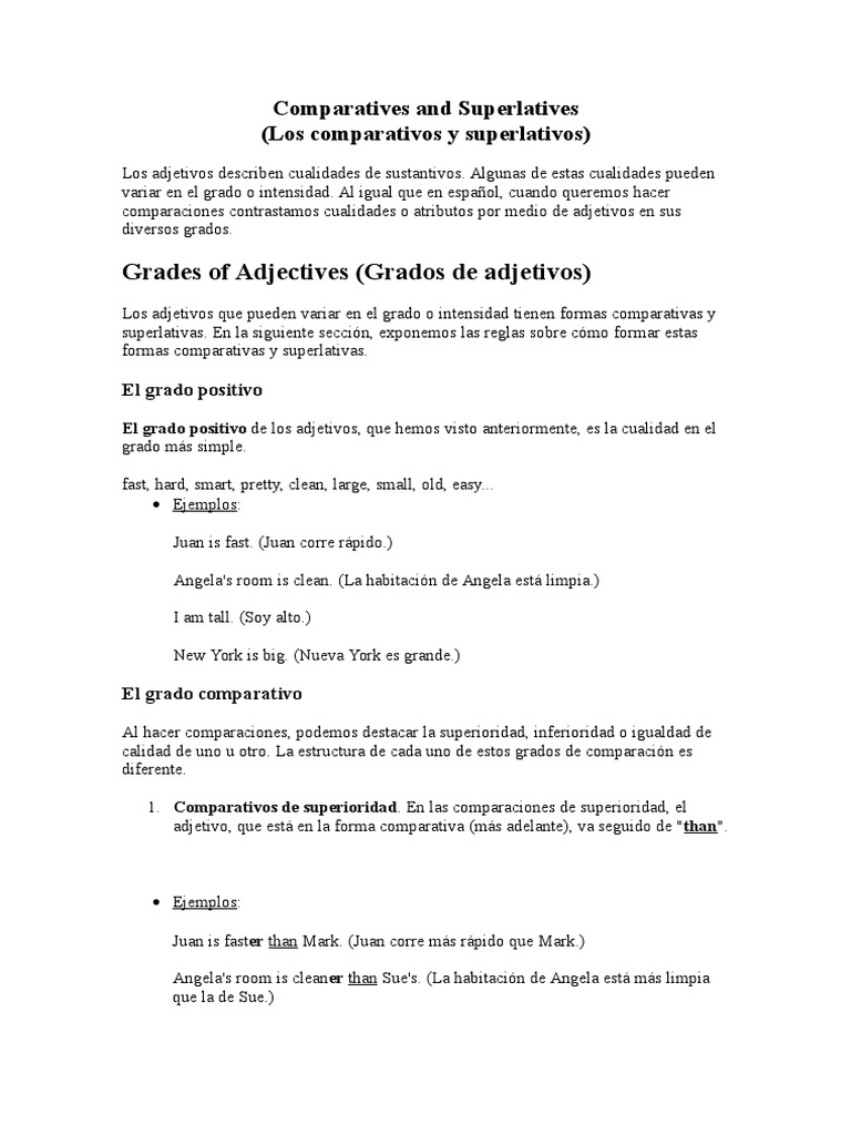 Comparatives and Superlatives | PDF | Adjetivo | Sintaxis