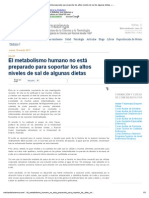 El Metabolismo Humano No Está Preparado para Soportar Los Altos Niveles de Sal de Algunas Dietas