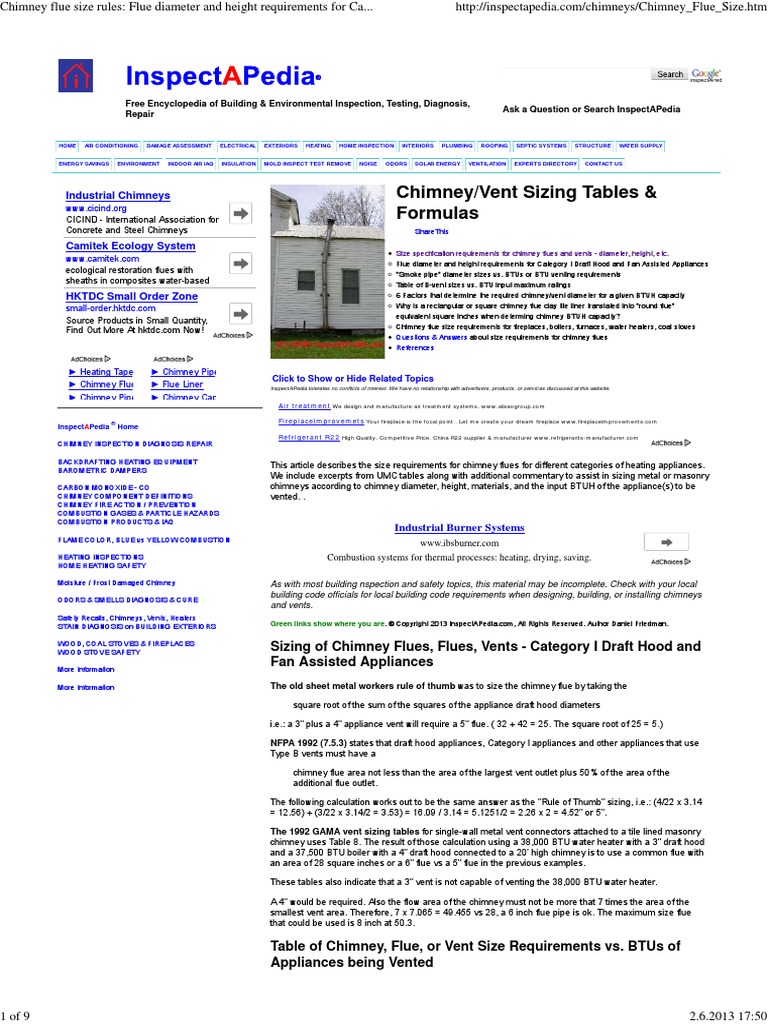 CHIMNEY FLUE CODE REQUIREMENTS intelligence overview
