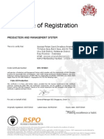 Certificate RSPO AMANAH Production & Management System 26 Sept 2014