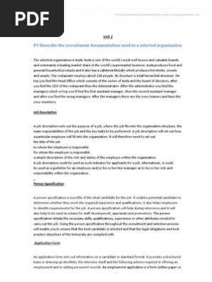 Describe The Recruitment Documentation Used by Asda | PDF | Résumé 