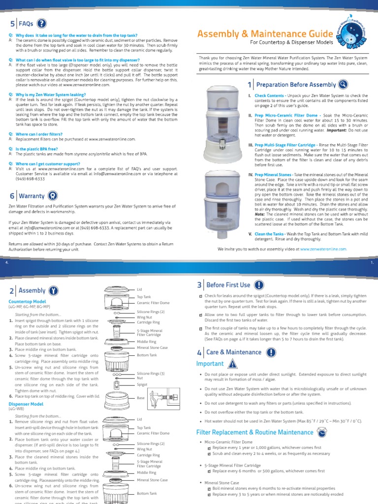 Zen Water Systems Manual For All Models v1211 PDF Tap (Valve