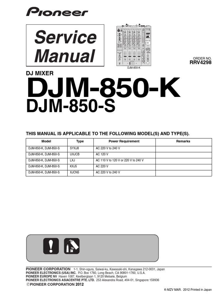 DJM-850 Service Manual Overview | PDF | Soldering | Solder