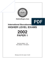 Ib Higher Level Maths (2002) Paper 1