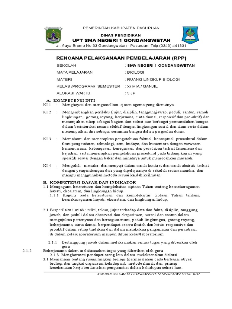 Soal Ruang Lingkup Biologi Kurikulum 2013 Berbagai Ruang