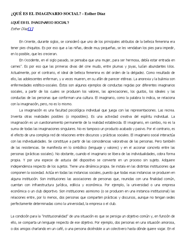 Qué Es El Imaginario Social Institución Sociedad