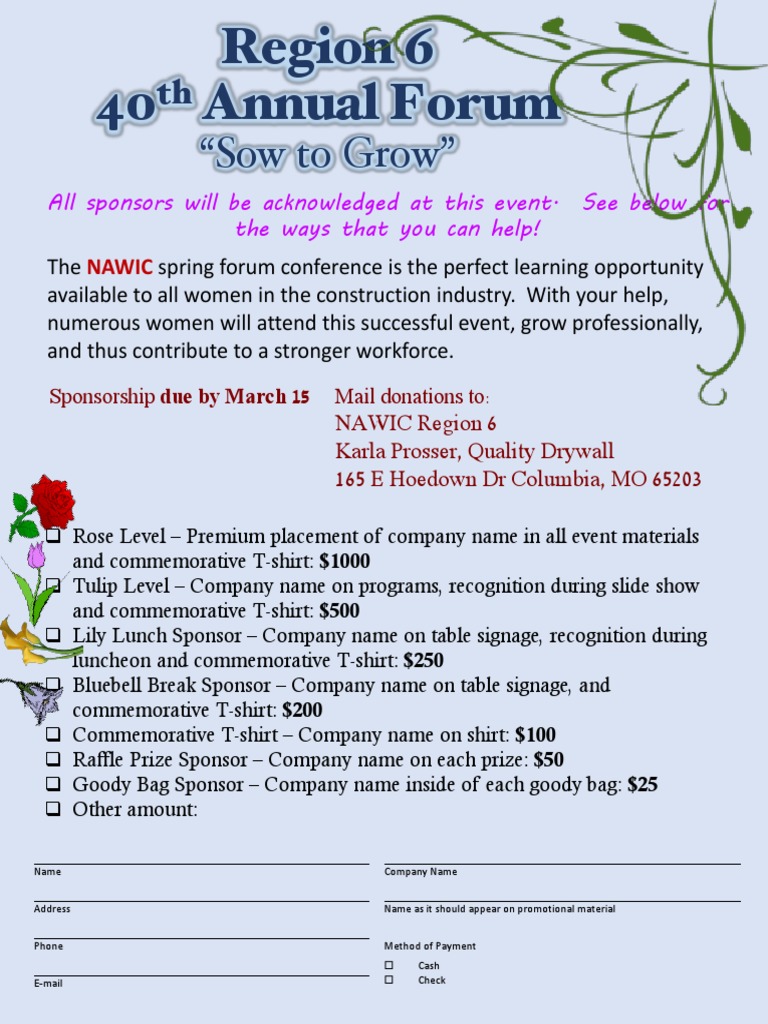 NAWIC Region 6 Sponsorship Opportunities | PDF