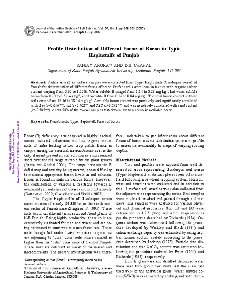 boron and soil Boron Soil
