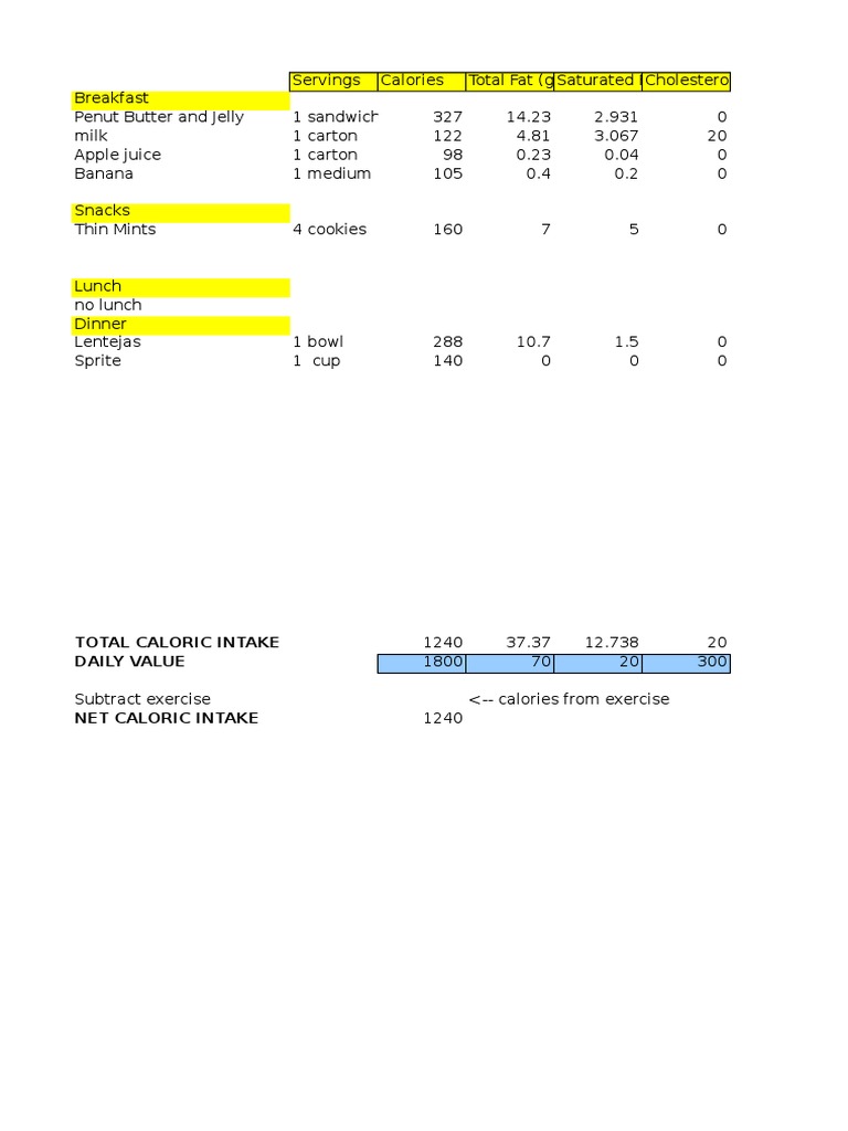 Foodlogtemplate | PDF