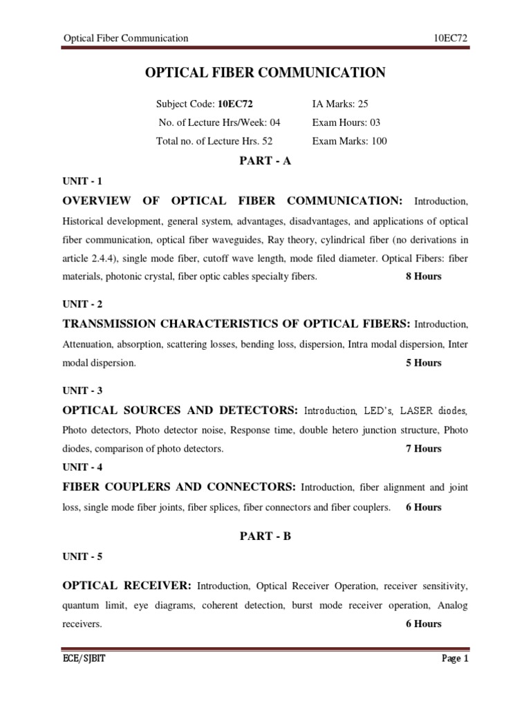 Ece Vii Optical Fiber Communication Notes Optical Fiber Refraction