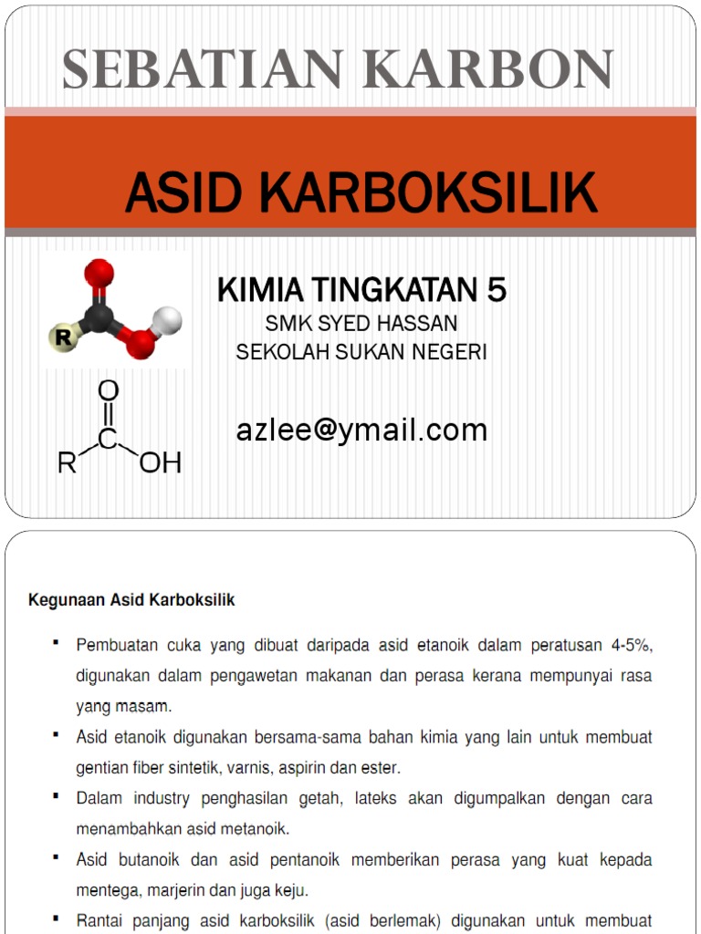 Asid Karboksilik Etanol Dan Ester Kimia Tingkatan 5 Pdf