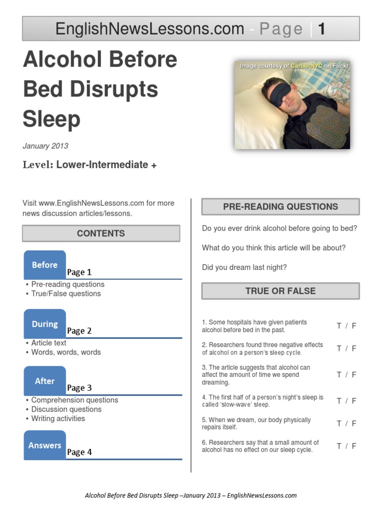 Alcohol Before Bed Disrupts Sleep PDF Rapid Eye Movement Sleep Sleep
