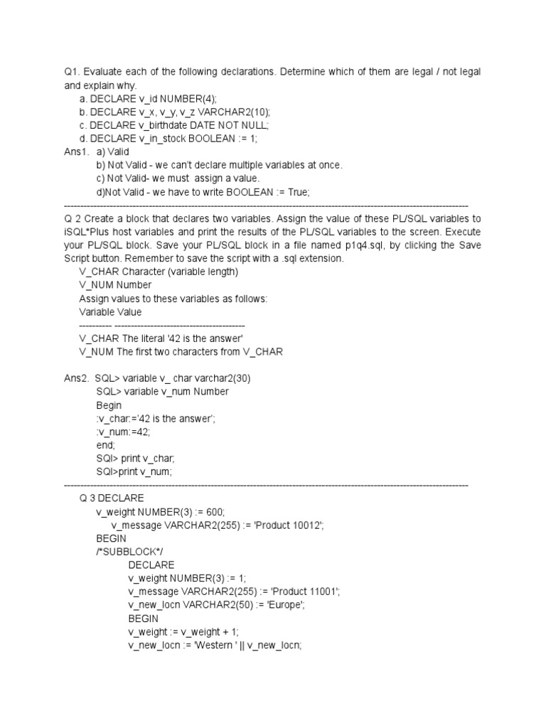PLSQL Assignment | PDF | Pl/Sql | Software Engineering