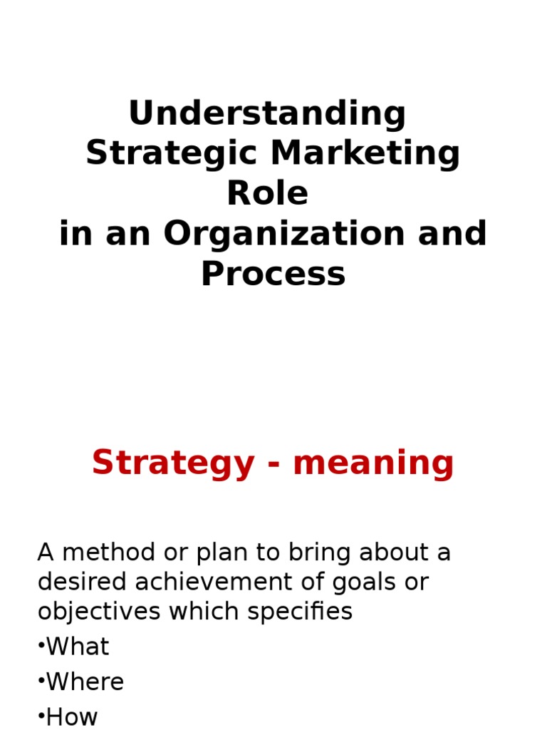 Strategic Marketing PDF Strategic Management Marketing Strategy