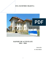 Raport de Activitate Muzeul Olteniei, 2011-2013