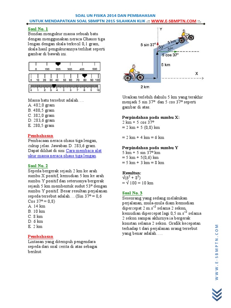 Soal Un Fisika Sma 2014 Dan Pembahasan