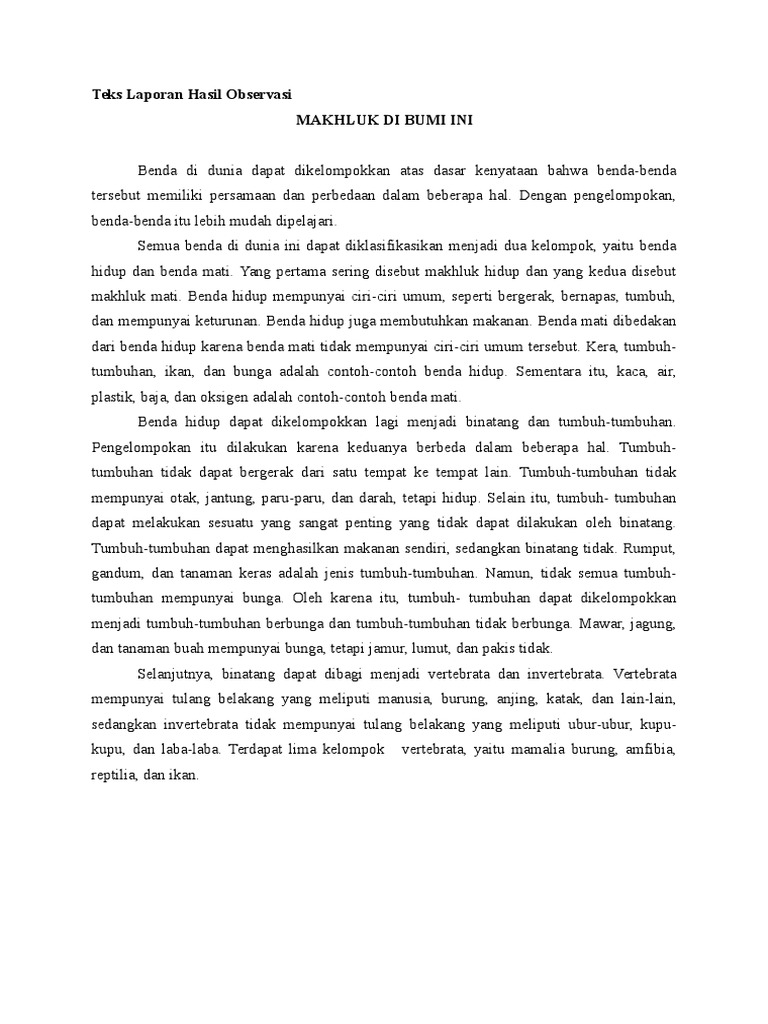 Contoh Hasil Observasi Fauna - Simak Gambar Berikut Contoh Hasil Observasi Fauna - Simak Gambar Berikut