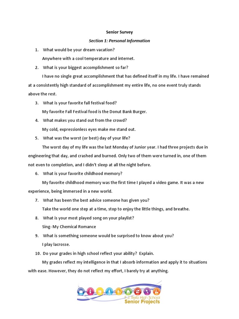 Senior Survey Insights and Reflections | PDF