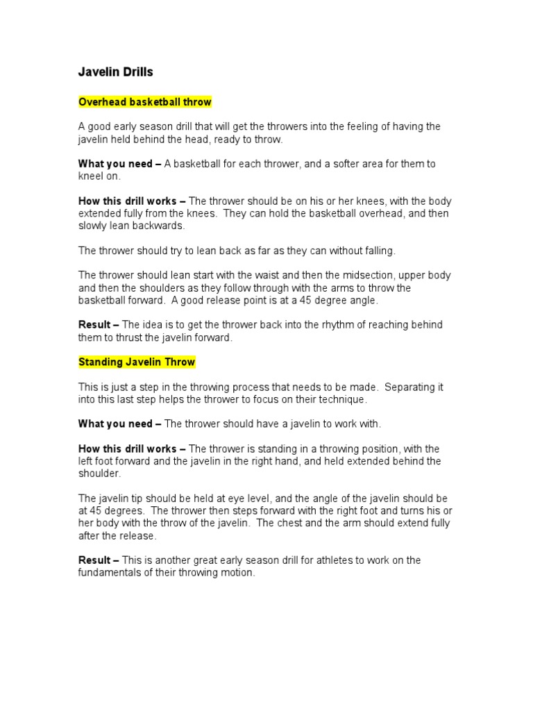 Javelin Drills PDF Track And Field Individual Sports