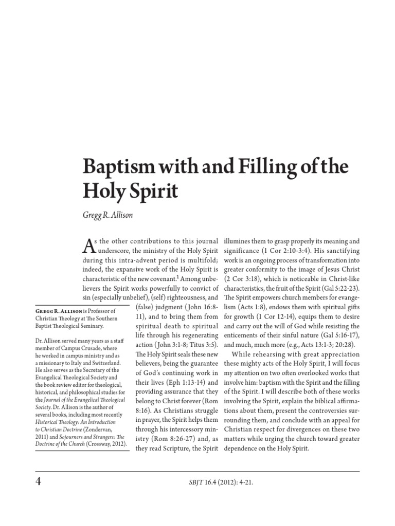 Understanding Spirit Baptism and Filling | PDF | Baptism | Acts Of The ...