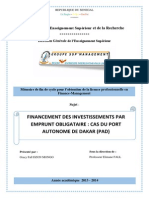 Financement des investissements par emprunt obligataire - Cas du Port Autonome de Dakar (PAD)