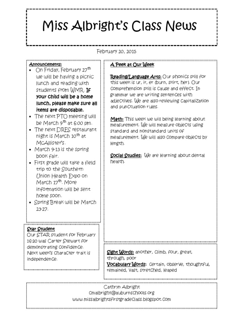 February 2015 Class Updates and Events | PDF | Language Arts & Discipline