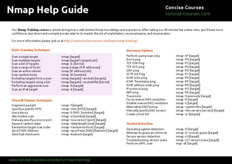 Nmap Cheat Sheet | PDF