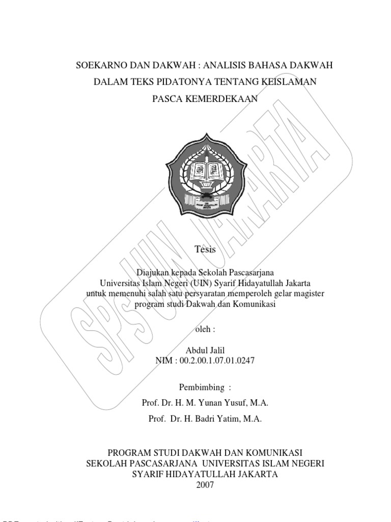 Abdul Jalil Soekarno Dan Dakwah Analisis Bahasa Dakwah Dalam