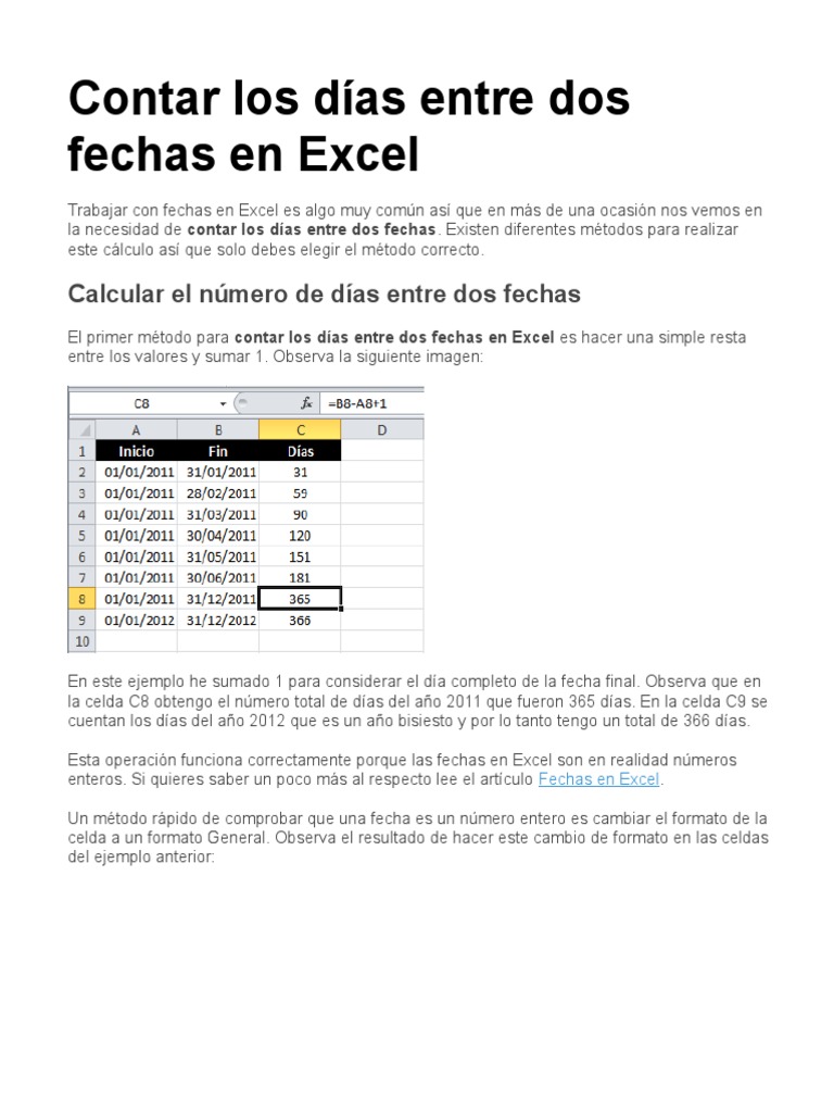FECHAS Contar Los D as Entre Dos Fechas En Excel Microsoft Excel Resta