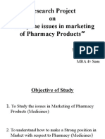 Research Project On "Study The Issues in Marketing of Pharmacy Products "
