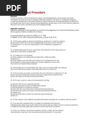 Lockout Tag Out Procedure