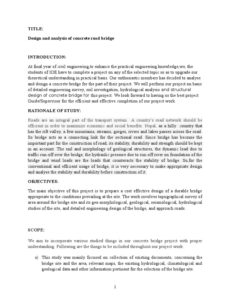 Concrete Bridge Proposal Design Project Management