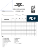 Tabla de Evaluacion Prueba de Lectura