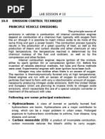 Lab Session # 10: 10.0 Emission Control Technique Principle Vehicle Emissions