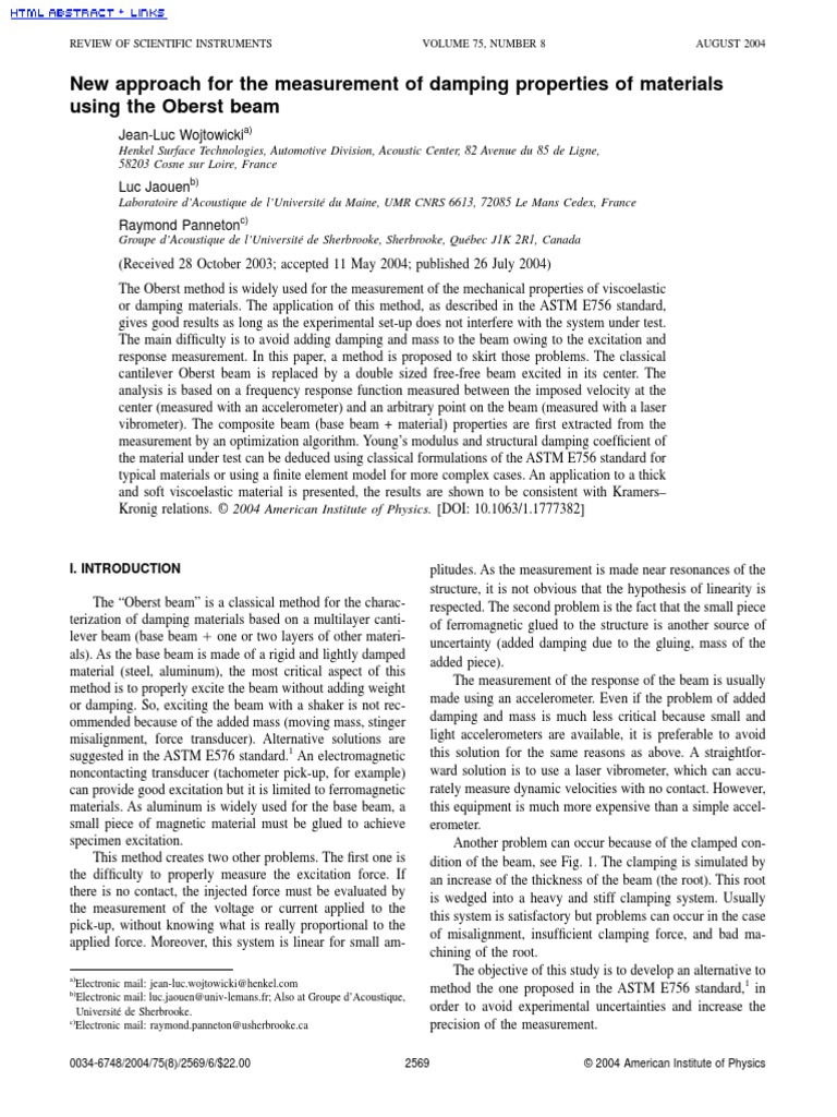 New Approach For The Measurement of Damping Properties of Materials