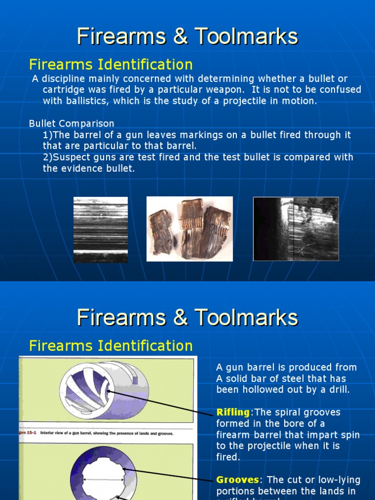 Firearms Toolmarks Cartridge (Firearms) Bullet